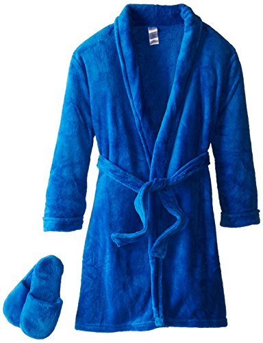 Too Cool 2 Sleep Boy's Plush Blue Bathrobe and Slipper Gift Set