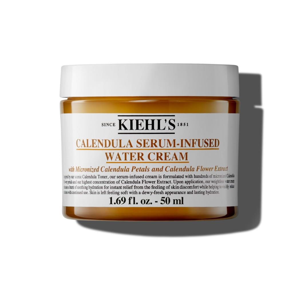 Calendula Serum-Infused Water Cream, Soothing Gel Moisturiser for All Skin Types, 50Ml