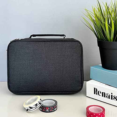 Image of Large Capacity 72 Slot Pencil Case for Colored Pencils, Stationery Pouch, Black