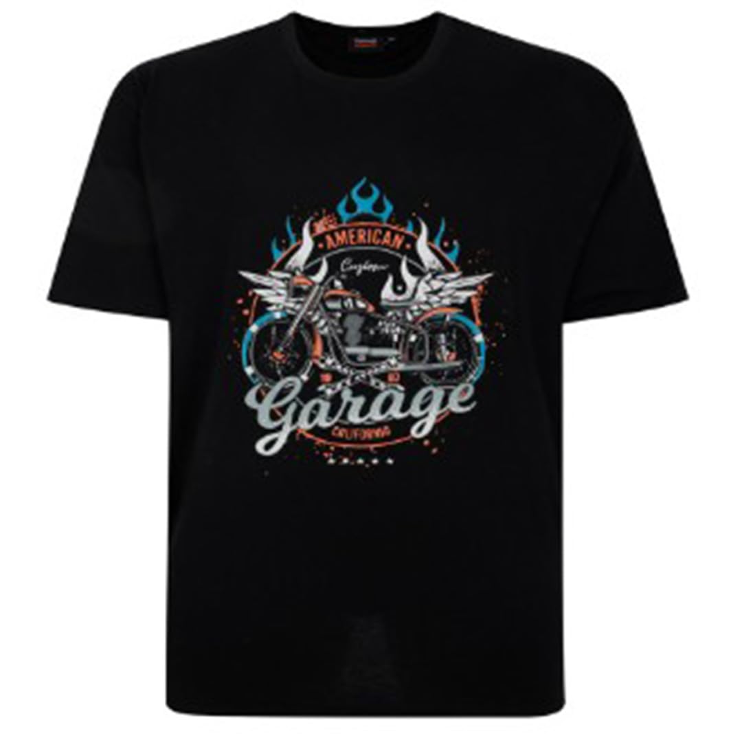 Espionage Short Sleeve T-Shirt for Men with Garage Bike Print in Garage Bike, 7XL