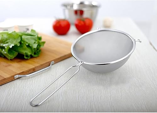 Miniatura 2 de Lurrose Colador de malla de acero inoxidable, colador de malla fina con asa, coladores de cocina, malla de acero inoxidable, colador de tamiz de