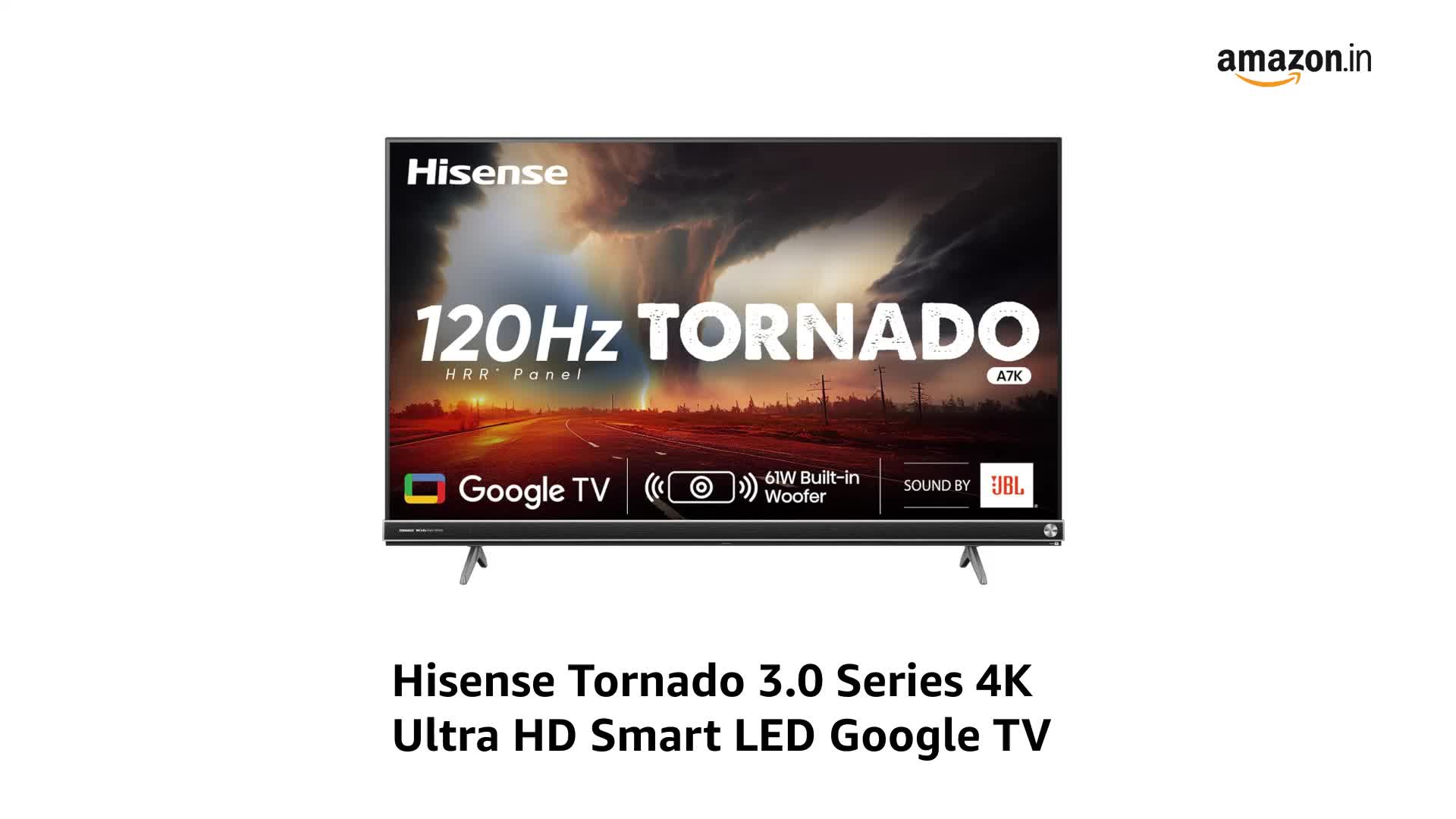 Hisense 65A7F 65インチテレビ 本体(2024) Hisense 164 cm (65 inches) Tornado 3.0 Series 4K Ultra HD Smart