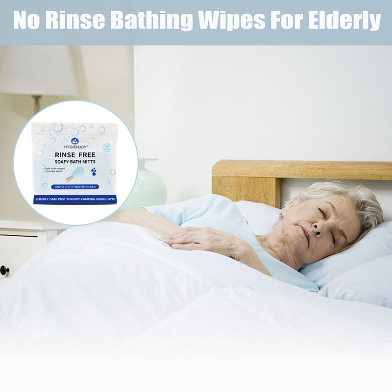 HYGIENJOY-Rinse Free Bath Wipes(50 PCS),Disposable Waterless Body Wash Wipes,Mitten Shower Wipes,for Nursing The Elderly, Injured,for Adult Traveling, Camping (2 Packs) thumbnail
