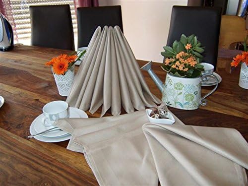 Langheinrich Carat Superior 8 Napkins in A Linen Effect Design, 20 by 20", Beige