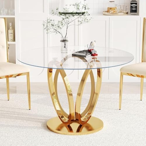 47.24 Inch Round Glass Dining Table...