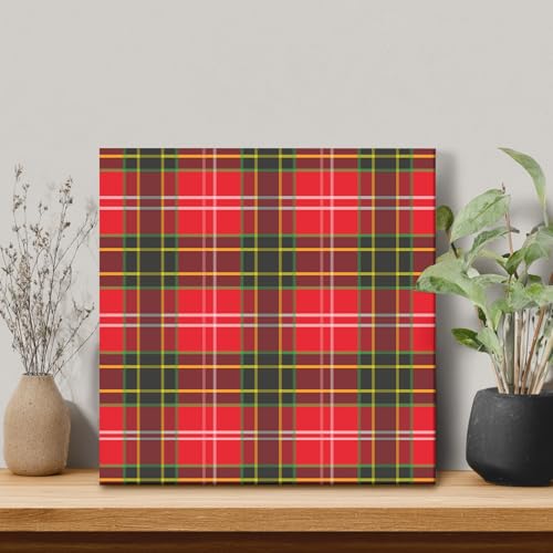 Classic Christmas Plaid Canvas Wall Art for Living Room Vintage