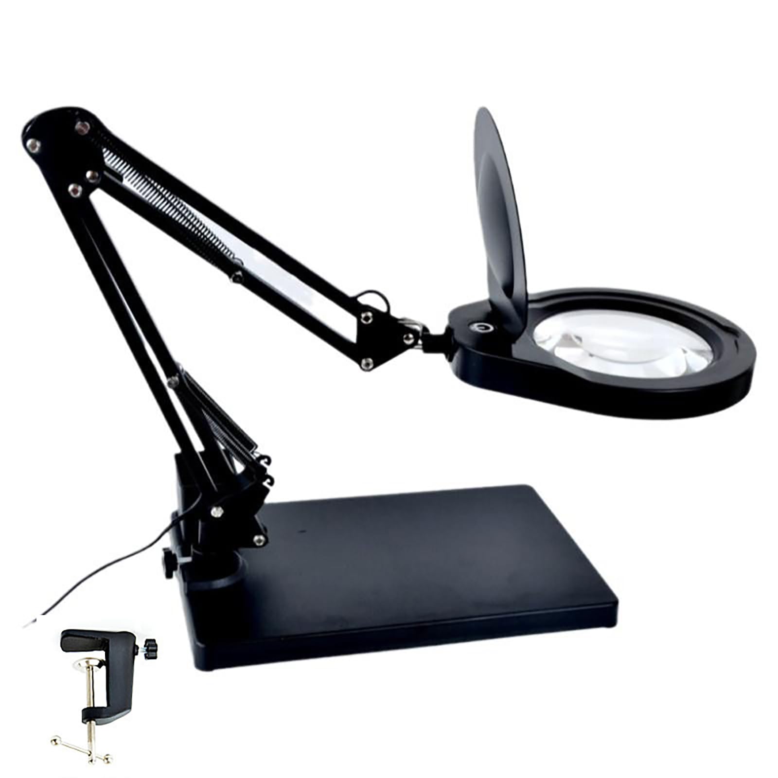 10-fache Vergrößerungslupe mit Licht, 12 cm (4,7 Zoll) Echtglaslinse, LED-Schreibtischlampe mit Klemme, 3 Farbmodi, Vergrößerungslicht und Ständer für Bastelarbeiten und Schweißarb