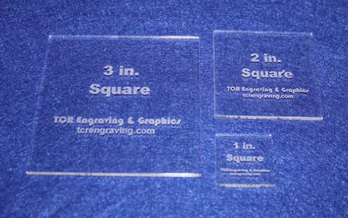 Square Templates. 1 Inch, 2 Inch, 3 Inch - Clear 1/8 Inch No Seam - Actual Size