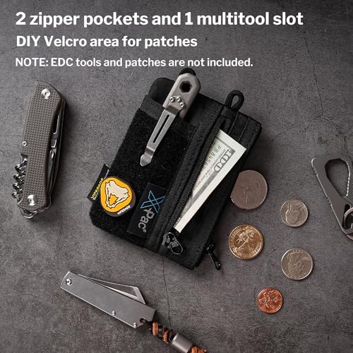 Image of VIPERADE VE18-S Small EDC Pouch, Mini Pocket Organizer Pouch for Men, EDC Pocket Organizer Pouch, 3 Slots with 2 Zipper Pockets, Velcro Pouch Multitool Pouch
