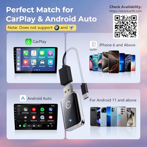 Image of 2 in 1 Wireless Carplay Adapter for iPhone, Convert Wired Car Play to Wireless for iOS 10 Android 11 and Above, Cars with Built-in Carplay (Silver)