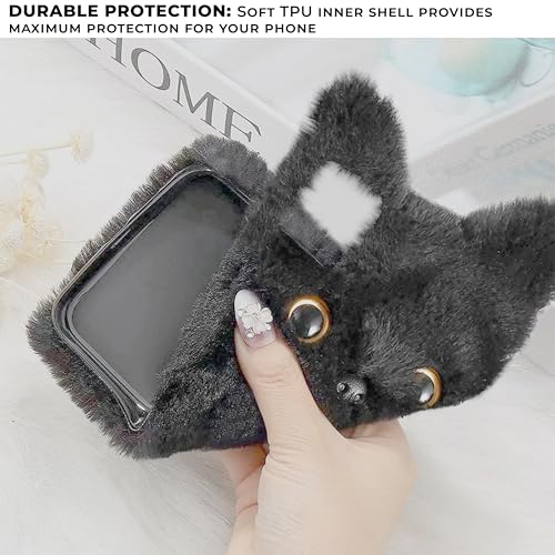 Image of Kraptick iPhone 16 Pro Case - Cute Animal Fur Design Phone Case - Thermoplastic Material Mobile Cover, Durable Protective Phone Cover, Stylish & Lightweight Apple Cover -(Gray)