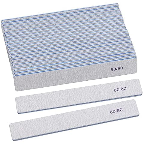 BTYMS 25 Count 80 Grit Rectangle Nail Files Cover