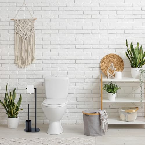 Image of Relaxdays Metal Toilet Brush Holder Height 63 x Width 23 x Depth 17 cm Black