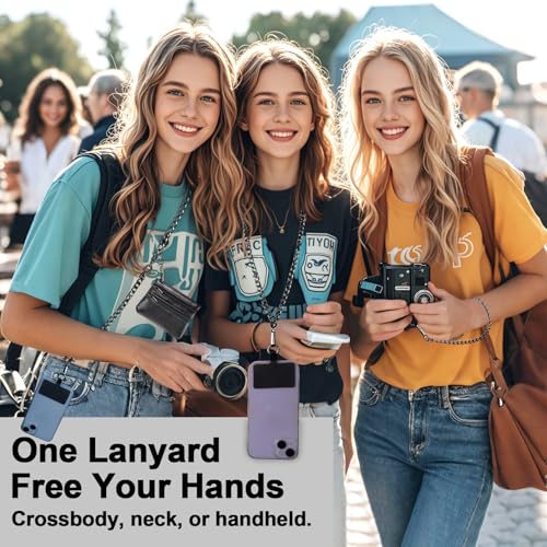 Image of XANGNIER Clip and Go Strap for Phone with Wallet Crossbody, Phone Strap with Zippered Wallet, Adjustable Anti Theft Cellphone Lanyard for Women, Cellphone Chain Accessories,Chain Black