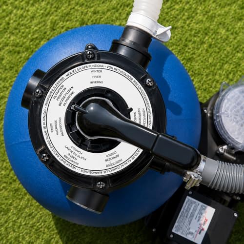 Image of XtremepowerUS 13 inch Sand Filter Pump for Above Ground Pools 2400GPH Swimming Pool Pump Pressure Gauge up to 10000GAL Pool Pool Sand Filter with 4 Way Valve