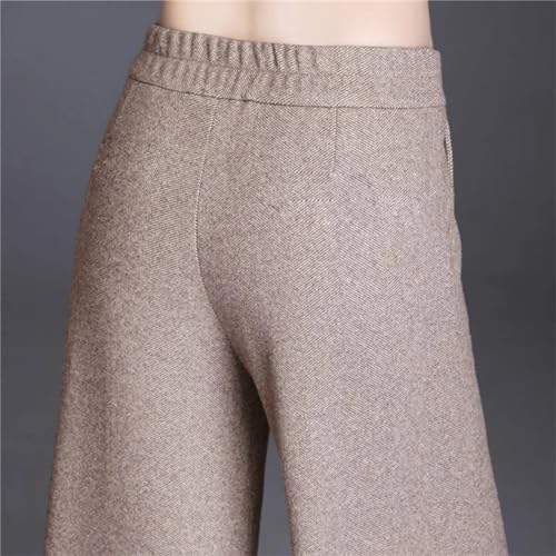 Fall Winter Womens Woolen Wide Leg Pants Women High Waist Office Ankle Length Pantalones Wool Blend Trousers3