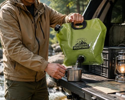 Image of HIKEMAN 8L Collapsible Water Bag with Spigot & Handle - BPA-Free Portable Camping Water Container (Dark Green)