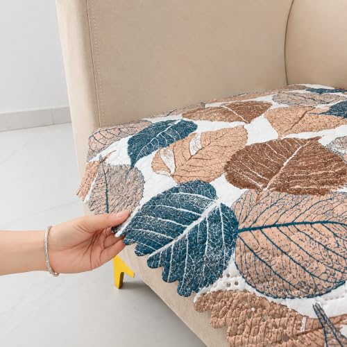 Image of Homerz Premium Printed Quilted Velvet Sofa Slip Cover Protector with Tassels, Sofa Mat, Exact Size, Antislip Cover (Folia, 1 Seater, Half)