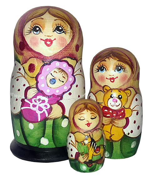Little Baby-Girl 3-Nest Matreshka Wooden Nesting Dolls Set - 14730G by G.DeBrekht