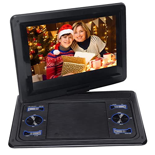 Dpofirs Tragbarer DVD/CD-Player mit Großem Schwenkbarem Bildschirm, Tragbarer 10-Zoll-DVD-Player mit UKW-Radiofunktion, DVD-Player 270° Drehbar mit USB-Schnittstelle(Schwarz) Cover