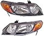 Evan Fischer Headlight Set of 2 Compatible With 2006-2008 Honda Civic OE comparable, Composite Driver and Passenger Side