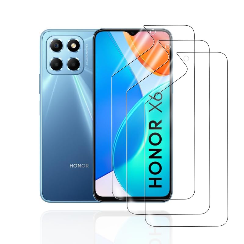 HonJenSeoa Protector de pantalla de película de hidrogel para Honor X6, 3 Piezas película protectora de TPU suave transparente HD Curva 3D de Cobertura Completa Sin Burbujas