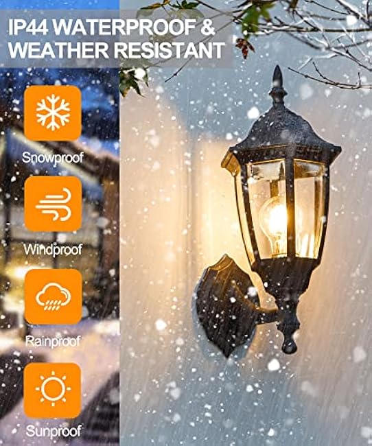 FUDESY Outdoor Wall Porch Lights, Exterior Waterproof Wall Sconce Light Fixture, Black Plastic Wall Lantern Wall Mount Lighting for Front Door, Garage, Patio, FDS341B2 (Bulb Included)