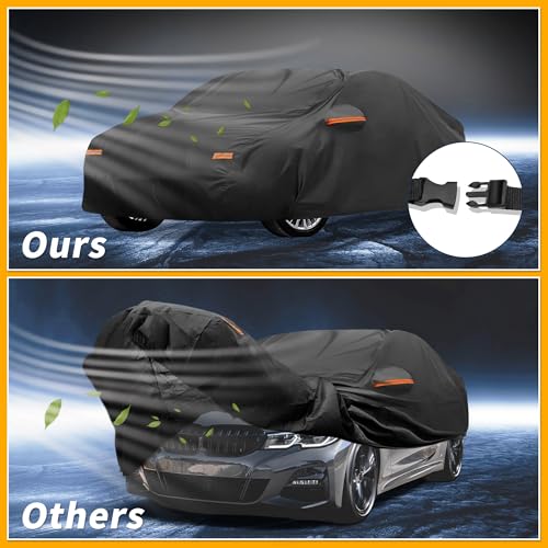 Image of All-Weather Waterproof Car Cover - UV-Resistant Outdoor Full Exterior Protection for BMW 3 Series 2016-2025 210D-PU Black with Right Side Zipper