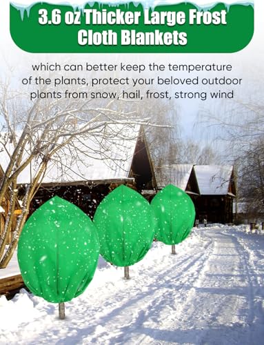 4Pack Thickened Plant Covers Freeze Protection for Winter - 71" x 47" Large Shrub Bush Cloth Blankets for Outdoor Plants Tree Frost Protection with Drawstring Bags Jacket for Plants (3.2 oz/yd²) - Thumbnail 3