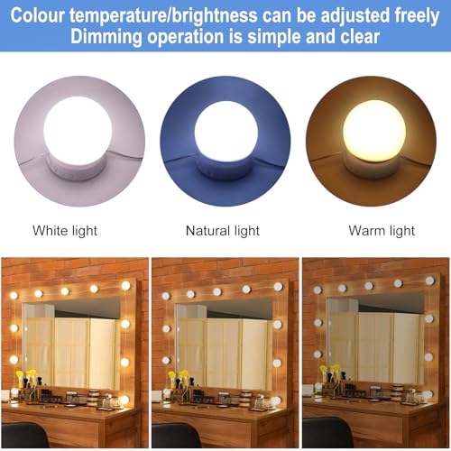 NVIYAM 10 LED Spiegelleuchte mit 3 Farbe, Dimmbar Hollywood Schminktisch Licht, Schminktisch Beleuchtung, Schminklicht für Spiegel… – Ansicht 3