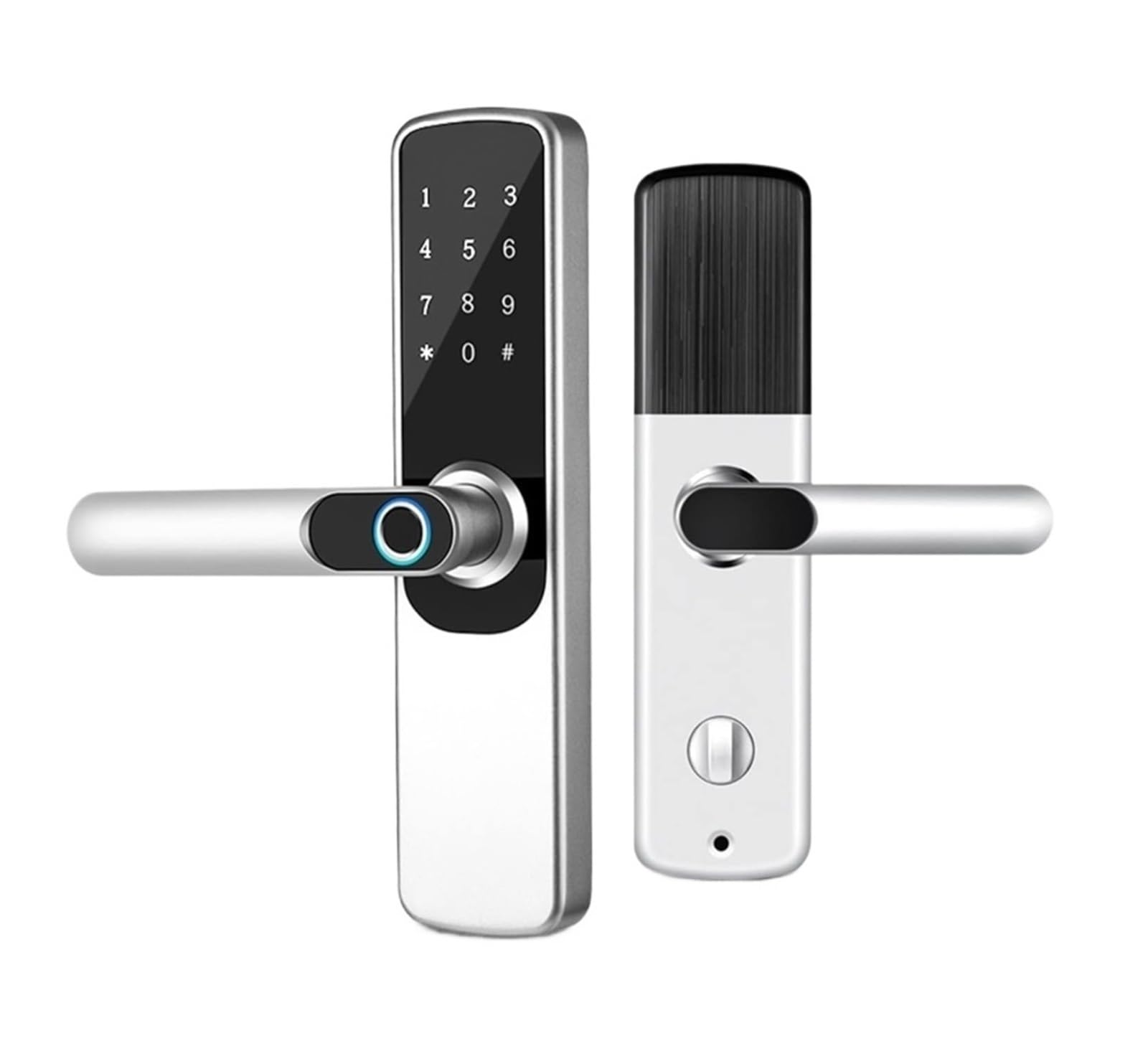 Juaksqzyi Silver Smart Electronic Door Lock Keyless Entry Fingerprint Door Lock With Handle App Control For Home Office(Silver)