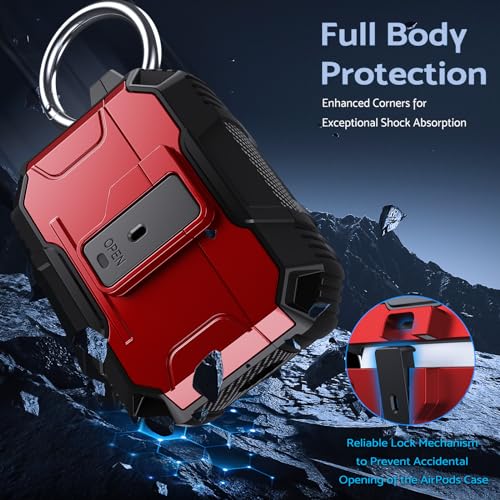 Coque pour AirPods Pro 2 DASFOND rouge - Étui antichoc robuste compatible version 2022 - 2