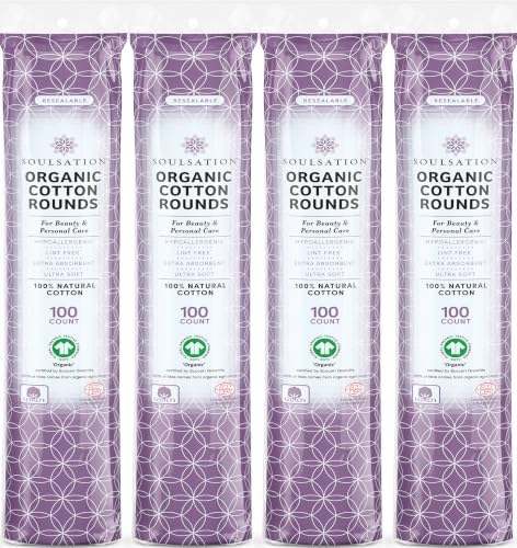 SoulSation Organic Cotton Rounds, 400 Count - Makeup Remover Pads...