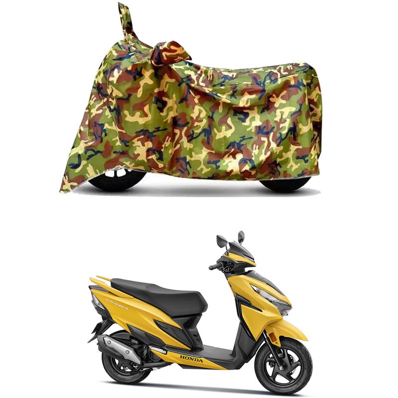 Image of Waterproof 100% PVC Coated Full Bike Scooty Two Wheeler Body Cover Compatible for Honda Grazia Drum /UV-Rays /Heat Protection /Birds Dropping /Scratchproof /Dust Proof [6X6 Jungle Print]