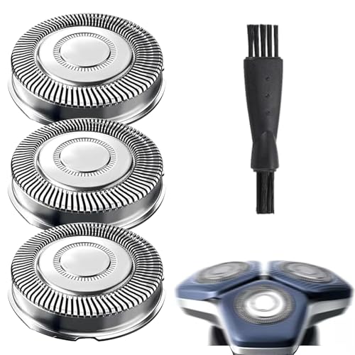 3 Pack SH71 Replacement Heads Compatible with Philips, Series 7000 Shaver Heads Replacement with Cleaning Brush, Wet Dry Shaver Accessories for Series 7000(S7xxx) Angular-Shaped S5000 S6600 & S6800
