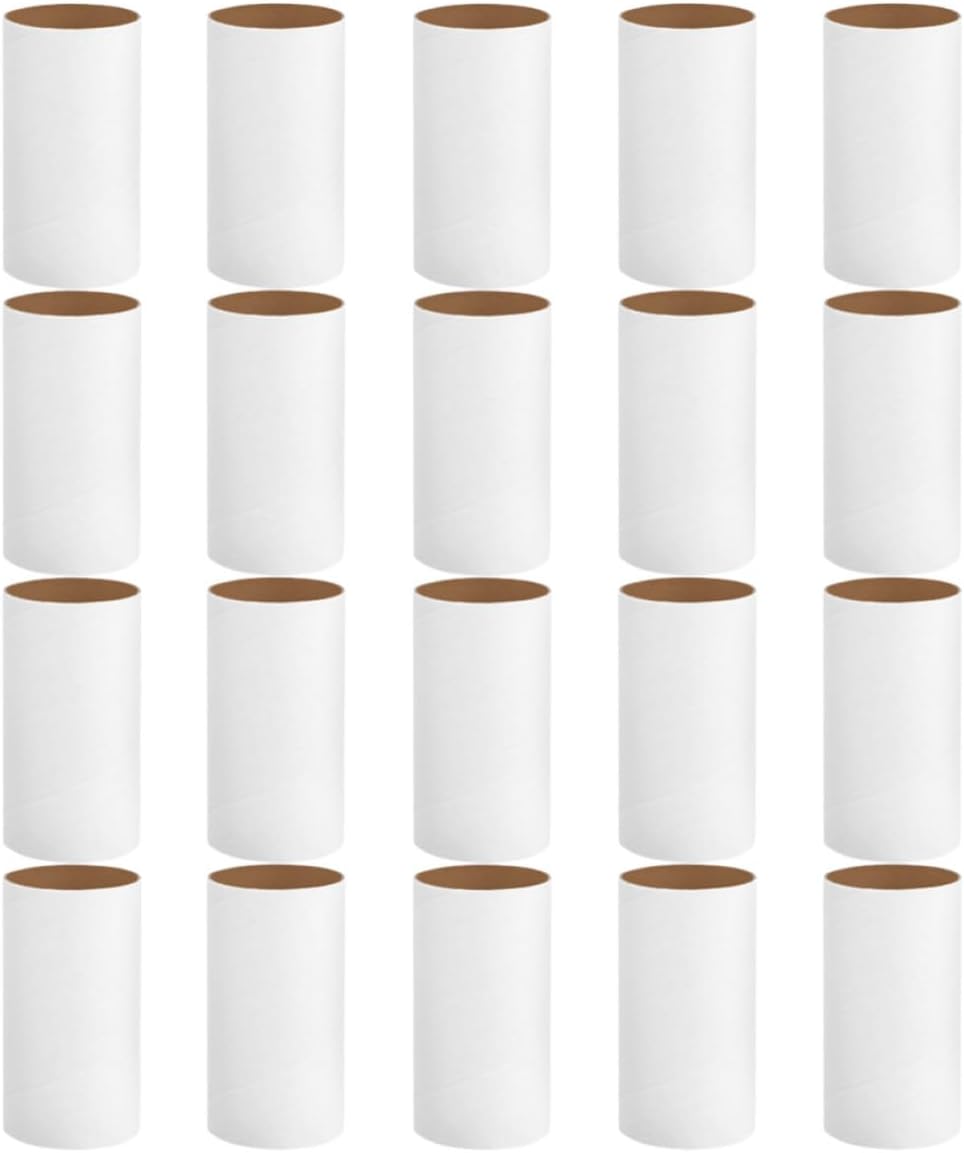 20pcs White Paper Tubes for Craft, DIY Painting and Drawing