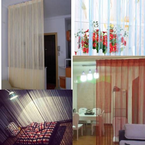 Wambere Pack of 2 1 x 2 m String Curtain Line Curtain Door Curtain Background Curtain Rope Curtain String Curtain for Window Decoration Room Divider Decoration Holiday Decoration - Image 4
