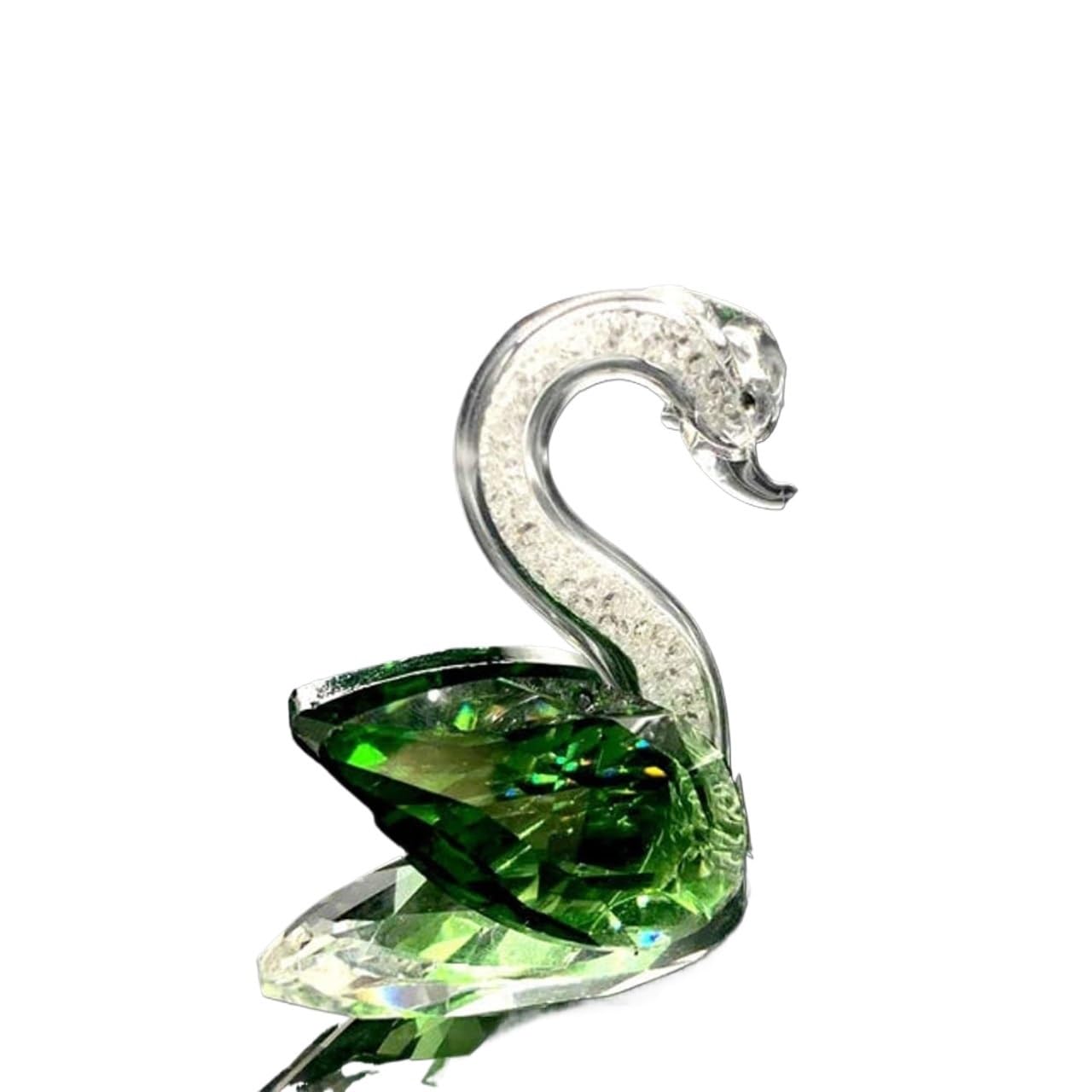 Sdydsge Green Crystal Ornaments, Crystal Gifts,Glass Figurines,1 Pc 6 Colors Cute Swan Collection Diamond Animal Paperweight Table Craft Home Decor Pink (Color : Blu)(Green)