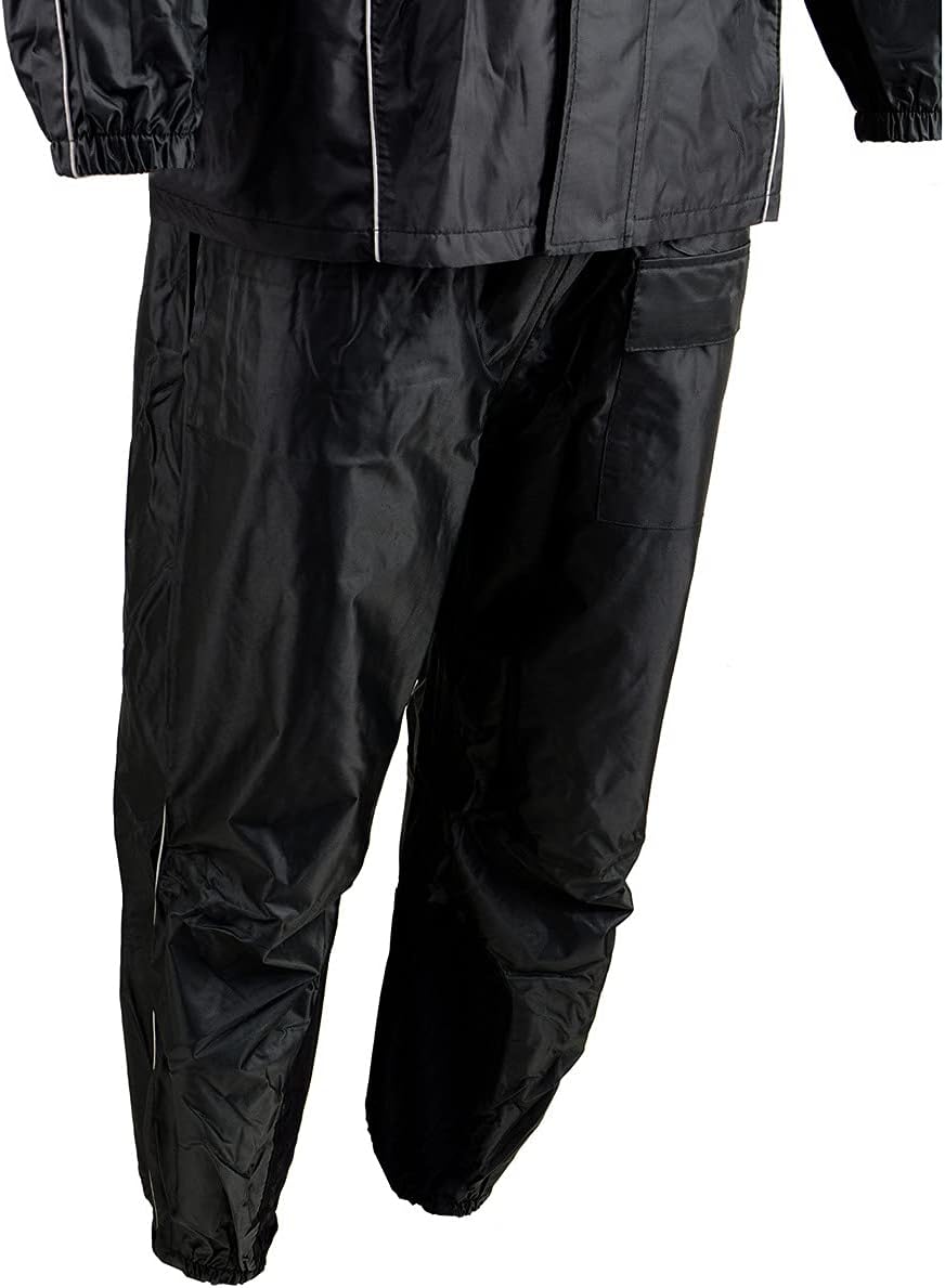 NexGen SH2225 Men's Black Waterproof Rain Suit with Reflective Piping