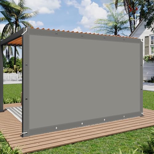 Voile d'ombrage 150x335 gris clair imperméable avec oeillets pour balcon