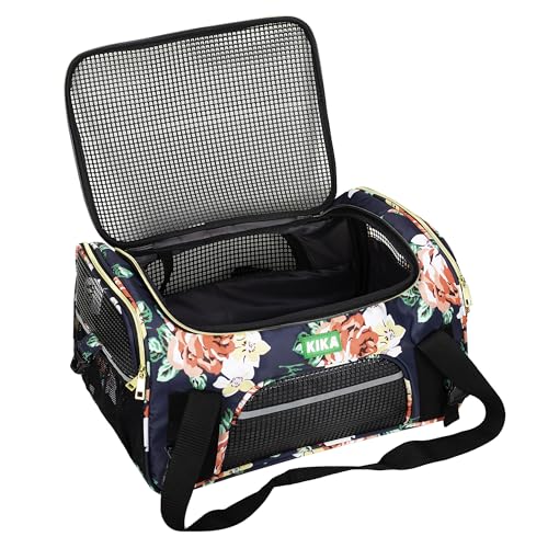 Image of KIKA Pets Goldfinch Cat Bag Carrier | Small Dog Puppy Bag Carrier | Airline Dimension Approved Akasa - Medium Size (17 x 10 x 9 inches), French Peony