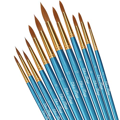 Pinsel teiliges Set,Nylon Pinsel, Nylonhaar Künstler Acrylpinsel für Acryl Aquarell Ölgemälde (Blau)