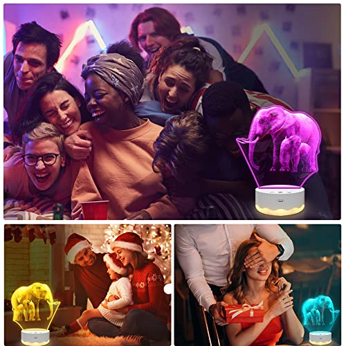 Hinittey Elephant 3D Night Light For Kids, Elephant Led Animal Illusion Desk Lamp With Remote Control 16 Colors Changing Timer Dimmer For Room Decor Gifts For Kids All Ages Mother's Day Xmas Gifts #TOP6