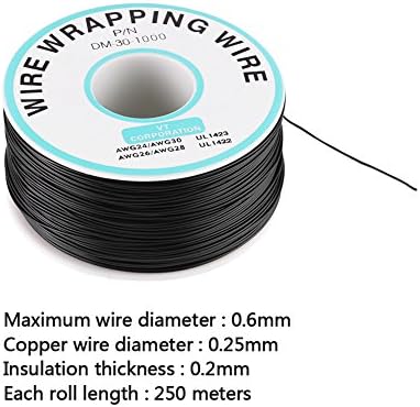 30AWG Wrapping Wire Single Strand Wire Copper Wire 0.25mm 250meter 300V Black