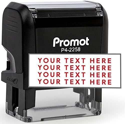 Promot Self Inking Personalized Stamp - Up to 4 Lines of Personalized Text, Custom Address Stamp, Office Stamps, Customized Stamp, Custom Stamps Self Inking with Easy to Change Ink Cartridge (Large)