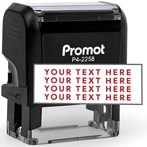 Promot Self Inking Personalized Stamp - Up To 4 Lines Of Personalized Text, Custom Address Stamp, Office Stamps, Customized Stamp, Custom Stamps Self Inking With Easy To Change Ink Cartridge (Large) #TOP18
