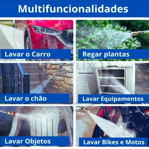 Lavadora de Alta Pressão Portátil Recarregável Bivolt Sem Fio Vap Multiuso para Carros, Limpeza Auto