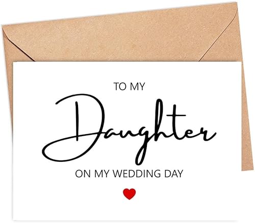 Tarjeta para el día de la boda con texto en inglés "To My Daughter To My Daughter", tarjeta para hija en el día de mi boda, tarjeta de felicitación