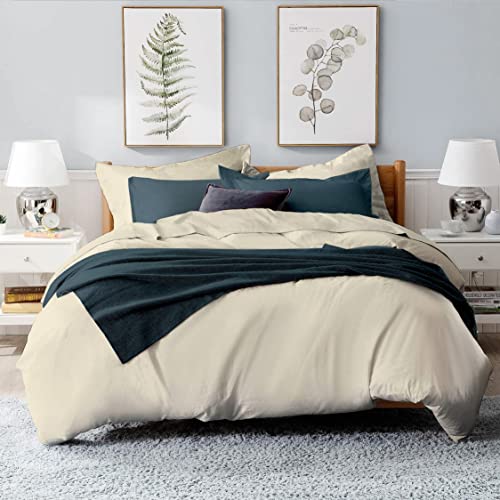 Bamboo Bay Duvet Cover King Size - 100% Organic Bamboo Duvet Cover Set - 3 Piece Cooling Duvet Cover King With Corner Ties & Button Closure - 1 King Duvet Cover 90X104 Inches & 2 Pillowcases - Ivory #TOP6