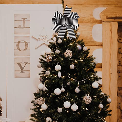 image for Hongsome 2 Pack Black White Stripe Halloween Fall Bows for Wreaths,12�